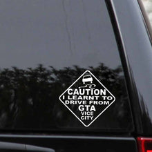 Load image into Gallery viewer, Car Sticker CAUTION I LEARNT TO DRIVE FROM GTA VICE CITY Automobiles Motorcycles Exterior Accessories Vinyl Decal,16cm*16cm