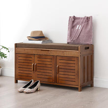 Load image into Gallery viewer, Change shoes stool home door shoe rack long bench Nordic modern multi-purpose shoe cabinet can sit bamboo solid wood shoes bench