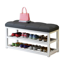 Load image into Gallery viewer, Change shoes storage rack stool creative sofa stool door shoe stool cabinet storage shoe rack leather art footstool