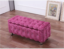 Load image into Gallery viewer, Cloth storage sofa stool solid wood storage cabinet box European clothing store test shoes stool sit stool storage shoe bench