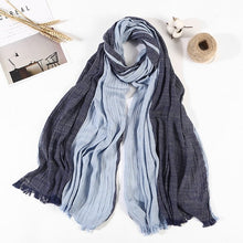 Load image into Gallery viewer, Cotton Linen Unisex Scarves Crumpled Men's Scarf Poncho Fringe Muslim Hijabs Hollow Plain Color Striped Scarves Shawl Stole