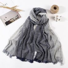 Load image into Gallery viewer, Cotton Linen Unisex Scarves Crumpled Men's Scarf Poncho Fringe Muslim Hijabs Hollow Plain Color Striped Scarves Shawl Stole