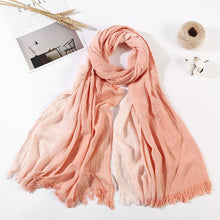 Load image into Gallery viewer, Cotton Linen Unisex Scarves Crumpled Men's Scarf Poncho Fringe Muslim Hijabs Hollow Plain Color Striped Scarves Shawl Stole