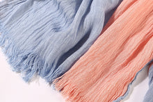 Load image into Gallery viewer, Cotton Linen Unisex Scarves Crumpled Men's Scarf Poncho Fringe Muslim Hijabs Hollow Plain Color Striped Scarves Shawl Stole