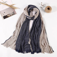 Load image into Gallery viewer, Cotton Linen Unisex Scarves Crumpled Men's Scarf Poncho Fringe Muslim Hijabs Hollow Plain Color Striped Scarves Shawl Stole
