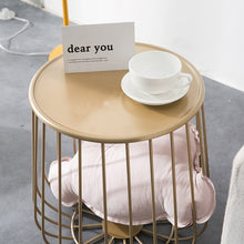 Load image into Gallery viewer, Creative coffee table small apartment living room golden iron round coffee table storage small side table