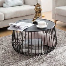 Load image into Gallery viewer, Creative coffee table small apartment living room golden iron round coffee table storage small side table