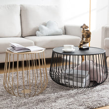 Load image into Gallery viewer, Creative coffee table small apartment living room golden iron round coffee table storage small side table