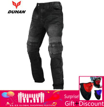 Load image into Gallery viewer, DUHAN Motorcycle Pants Windproof Men's Racing Jeans Riding Trousers Automobile Race Pants with Knee Protector Guards DK-018