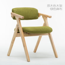 Load image into Gallery viewer, Dining chair Nordic wood dining chair modern minimalist fabric folding chair armrest backrest computer chair home living sofa
