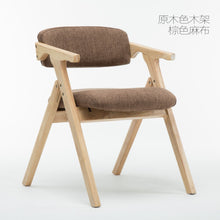 Load image into Gallery viewer, Dining chair Nordic wood dining chair modern minimalist fabric folding chair armrest backrest computer chair home living sofa