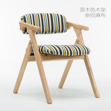 Load image into Gallery viewer, Dining chair Nordic wood dining chair modern minimalist fabric folding chair armrest backrest computer chair home living sofa