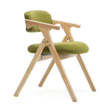 Load image into Gallery viewer, Dining chair Nordic wood dining chair modern minimalist fabric folding chair armrest backrest computer chair home living sofa