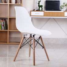 Load image into Gallery viewer, Dining chair simple white chair Nordic chair plastic face solid wooden legs