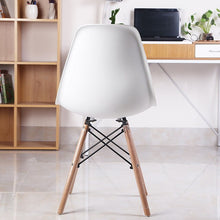 Load image into Gallery viewer, Dining chair simple white chair Nordic chair plastic face solid wooden legs