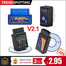 Load image into Gallery viewer, ELM327 Bluetooth V2.1 for Android Torque OBD 2 Interface OBD2 Scanner Super MINI ELM 327 Support OBDII Protocols code reader