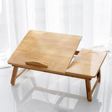 Load image into Gallery viewer, Ergonomics Adjustable Laptop Desk Pure Yellow Bamboo Table Foldable Breakfast Serving Bed Tray Cozy USA Russia Stock