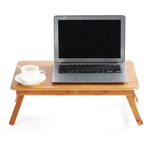Load image into Gallery viewer, Ergonomics Adjustable Laptop Desk Pure Yellow Bamboo Table Foldable Breakfast Serving Bed Tray Cozy USA Russia Stock
