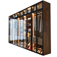 Load image into Gallery viewer, Factory price black painted glass door wardrobe with led light
