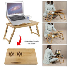 Load image into Gallery viewer, Foldable Portable Bamboo Computer Stand Laptop Desk With/Without Fan Tea Serving Bed Dining Table Laptop Notebook Table