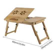 Load image into Gallery viewer, Foldable Portable Bamboo Computer Stand Laptop Desk With/Without Fan Tea Serving Bed Dining Table Laptop Notebook Table