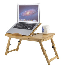 Load image into Gallery viewer, Foldable Portable Bamboo Computer Stand Laptop Desk With/Without Fan Tea Serving Bed Dining Table Laptop Notebook Table