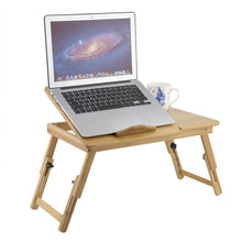Load image into Gallery viewer, Foldable Portable Bamboo Computer Stand Laptop Desk With/Without Fan Tea Serving Bed Dining Table Laptop Notebook Table