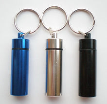 Load image into Gallery viewer, Free shipping 1pcs Aluminium Pill box case Cache Container Geocache Geocaching Keyring Drugs keychain holder vial 012