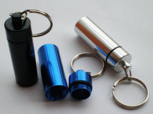Load image into Gallery viewer, Free shipping 1pcs Aluminium Pill box case Cache Container Geocache Geocaching Keyring Drugs keychain holder vial 012