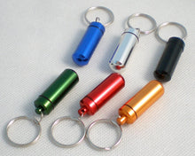 Load image into Gallery viewer, Free shipping 1pcs can choose 6colors Aluminium Pill box case Cache Container Geocache Geocaching Key rings keychain holder vial