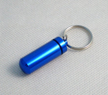 Load image into Gallery viewer, Free shipping 1pcs can choose 6colors Aluminium Pill box case Cache Container Geocache Geocaching Key rings keychain holder vial