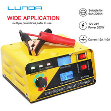 Load image into Gallery viewer, Full Automatic Car Battery Charger 12V 24V Intelligent Pulses Repair Car Lithium Battery Charger 400AH for Motorcycle Automobile