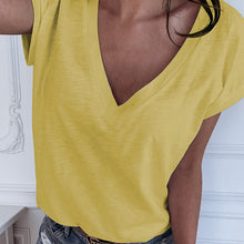 Load image into Gallery viewer, GAOKE White Summer T Shirt Women Casual Womens Tee Shirts V-neck Tshirt Pus Size XL Short Sleeve T-shirt Ladies Women Clothings