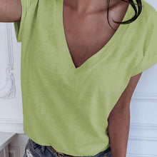 Load image into Gallery viewer, GAOKE White Summer T Shirt Women Casual Womens Tee Shirts V-neck Tshirt Pus Size XL Short Sleeve T-shirt Ladies Women Clothings
