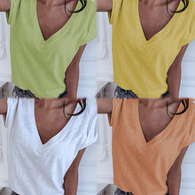 Load image into Gallery viewer, GAOKE White Summer T Shirt Women Casual Womens Tee Shirts V-neck Tshirt Pus Size XL Short Sleeve T-shirt Ladies Women Clothings