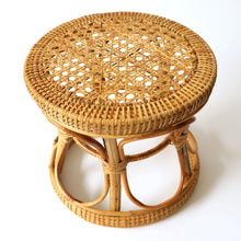Load image into Gallery viewer, Hand woven low stool rattan bamboo stool children's low retro simple household round stool for shoes stool