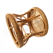 Load image into Gallery viewer, Hand woven low stool rattan bamboo stool children's low retro simple household round stool for shoes stool