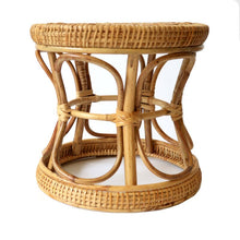 Load image into Gallery viewer, Hand woven low stool rattan bamboo stool children's low retro simple household round stool for shoes stool