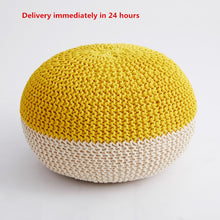 Load image into Gallery viewer, Handmade &amp; Hand Stitched Modern Knitted Pouf Ottoman Footrest Stool Chair Floor Cushion Seat Footstool Home Decorative Seating