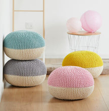 Load image into Gallery viewer, Handmade &amp; Hand Stitched Modern Knitted Pouf Ottoman Footrest Stool Chair Floor Cushion Seat Footstool Home Decorative Seating