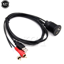 Load image into Gallery viewer, High Quality Car Dashboard Flush Mount USB AUX 2RCA Socket Extension Lead Panel Cable Waterproof Cord for Automobiles Motorcycle
