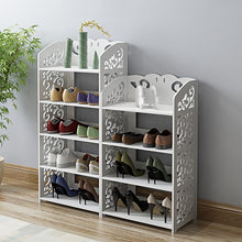Load image into Gallery viewer, Household European Hollow Living Room Shoe Rack Dust Rack Fashion Multi-layer Assembly Shoe Door White Variety Storage Shelf