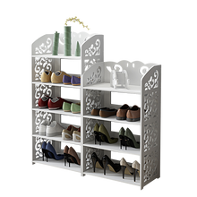 Load image into Gallery viewer, Household European Hollow Living Room Shoe Rack Dust Rack Fashion Multi-layer Assembly Shoe Door White Variety Storage Shelf