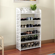 Load image into Gallery viewer, Household European Hollow Living Room Shoe Rack Dust Rack Fashion Multi-layer Assembly Shoe Door White Variety Storage Shelf