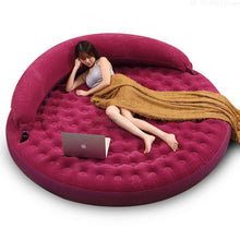 Load image into Gallery viewer, Indoor Use Round Inflatable Folding Floor Bed Foldable PVC Air Sofa/Mattress/Louge Chairs with Backrest Thickened Soft Flocking