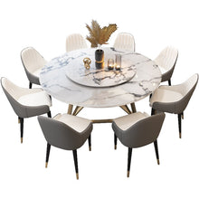Load image into Gallery viewer, Italian light luxury marble round Nordic dining table with turntable modern minimalist dining table