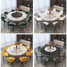 Load image into Gallery viewer, Italian light luxury marble round Nordic dining table with turntable modern minimalist dining table