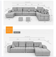 Load image into Gallery viewer, Karois8060 Fabric Sofa Size Apartment Living Room Fully Equipped Corner Removable And Washable Leather Sofa Combination