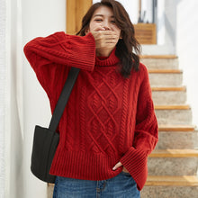Load image into Gallery viewer, Knit Sweater Women Oversized Cashmere Sweater Cute Pink Sweaters Winter Clothes Turtleneck Pullover Red Luxury Designer Clothing