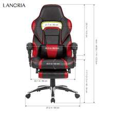 Load image into Gallery viewer, LANGRIA Adjustable Office Chair Ergonomic High-Back Faux Leather Racing Style Reclining Computer Gaming Executive PaddedFootrest